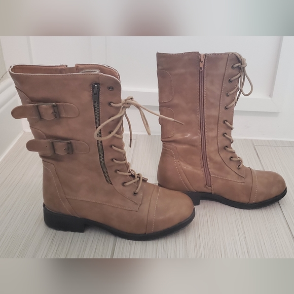 Tan Lace Up Boot - Picture 2 of 8